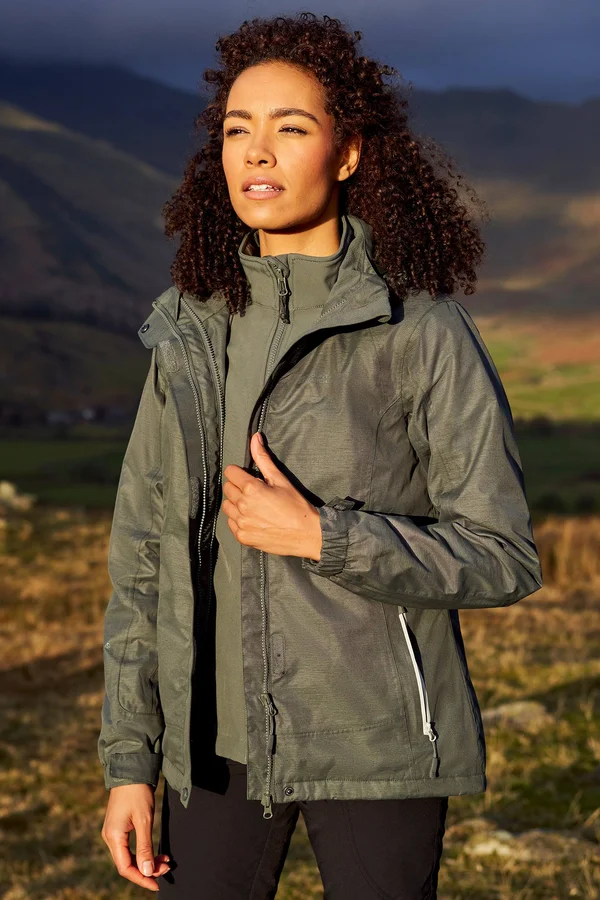 Mountain Warehouse Bracken Melange Womens 3 in 1 Jacket - Green, Size 12