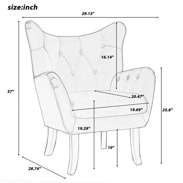 Vanity Chair with Wooden Legs for Living Room Bedroom - Teal Blue