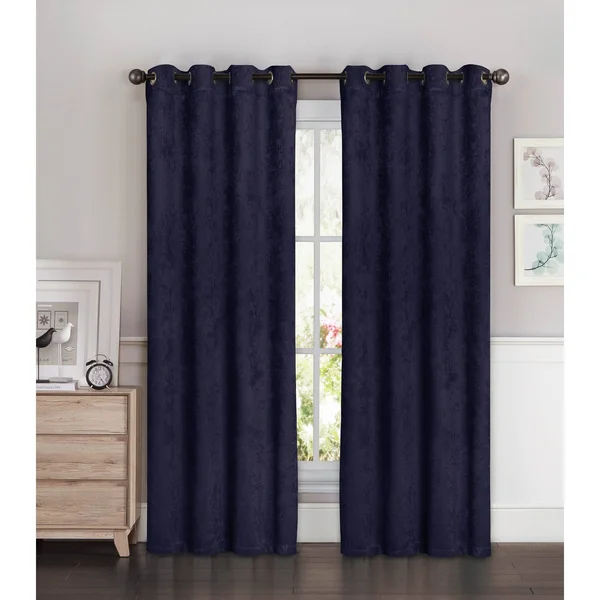Bella Luna Faux Suede Room Darkening Grommet Curtain Panel Pair, Beige, 108x22 x 96x22