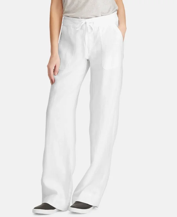 Lauren Ralph Lauren Wide-Leg Linen Pants - White