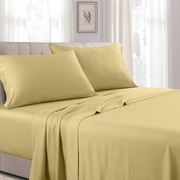 Royal Tradition Attached Waterbed Sheets Solid 100-percent Cotton 300 Thread Count: Queen, Gold
