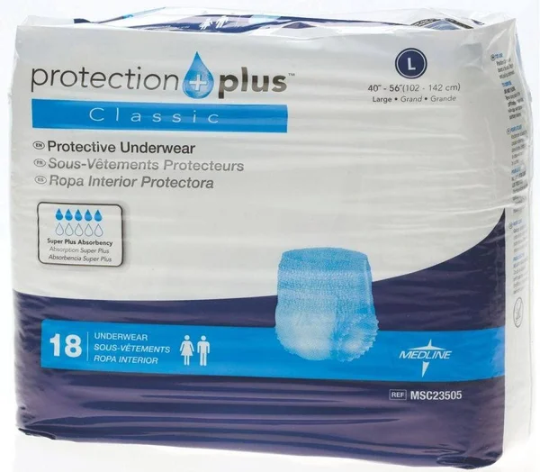 Protection Plus Classic Protective Underwear Large, 72 Count