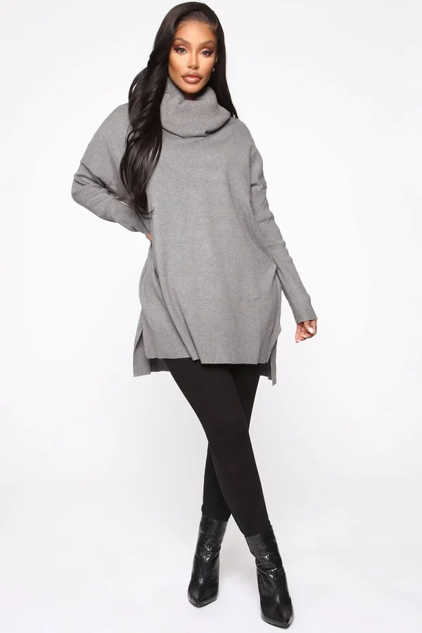 Womens Meeting The in Laws Sweater in Charcoal Size Medium/Large by Fashion Nova