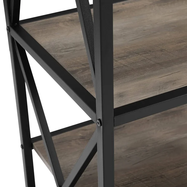 Carbon Loft Hattie 3-Piece X-Frame Entertainment Wall - Rustic Oak - Black Metal