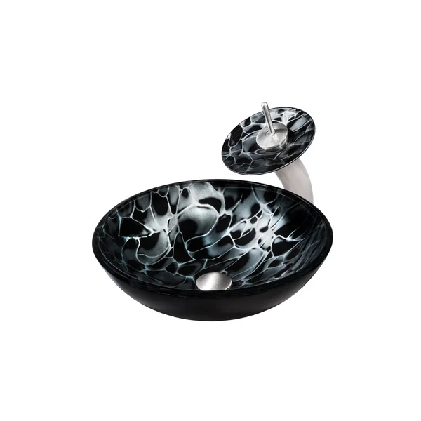 Novatto Tartaruga Glass Vessel Bathroom Sink Set - Brushed Nickel
