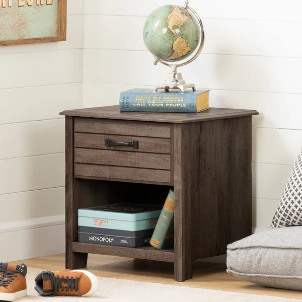 South Shore Asten 1-Drawer Nightstand, Fall Oak