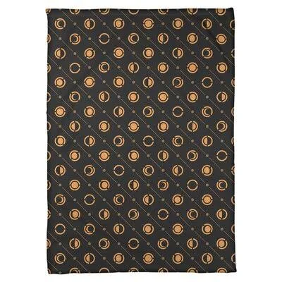 Moon Phases Fleece Blanket East Urban Home Size: 50x22 W x 60x22 L - Color: Orange/Black