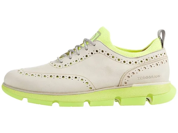 Cole Haan 4.Zerogrand Wing Tip Oxford Men's Shoes Cement Nubuck/Safety Yellow : 10.5 W - Wide