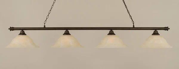 Toltec Lighting-374-BRZ-53613-Oxford - Four Light Bronze Billiard Bronze Finish with Amber Marble Glass