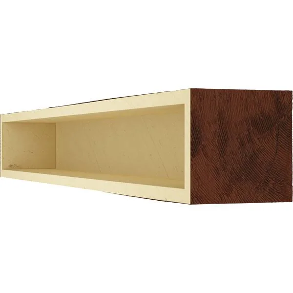Ekena Millwork MANURS06X10X60PE 6x22H x 10x22D x 60x22W Rough Sawn Faux Wood Fireplace Mantel, Natural Pecan