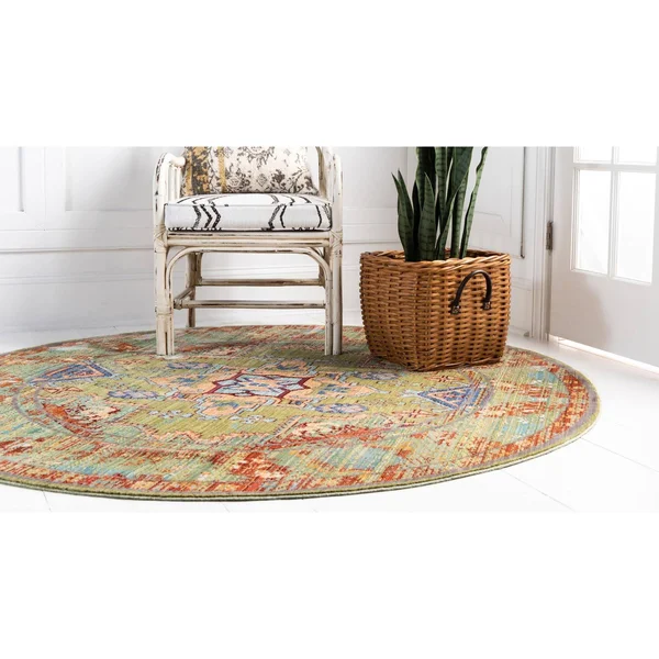 Unique Loom Austin Cabaletta Area Rug (6& x 6& Round - Light Green)