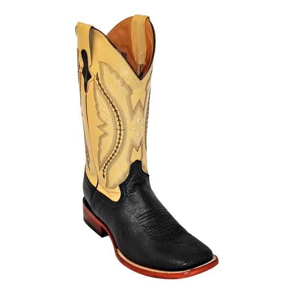 Ferrini Western Boots Mens Smooth Ostrich 10293-04 Black Yellow