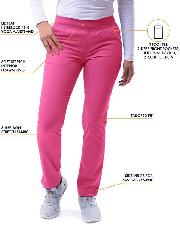 Adar Pro Core Classic Scrub Set for Women - Tailored V-Neck Scrub Top & Tailored Yoga Scrub Pants - P9100 - Fruit Punch - M