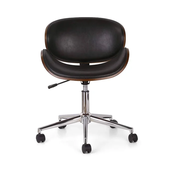 Christopher Knight Home Dawson Armless Office Chair, Midnight Black + Chrome + Walnut