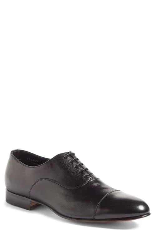 Santoni Darian Cap Toe Oxford Men's Shoes Black : 11 D