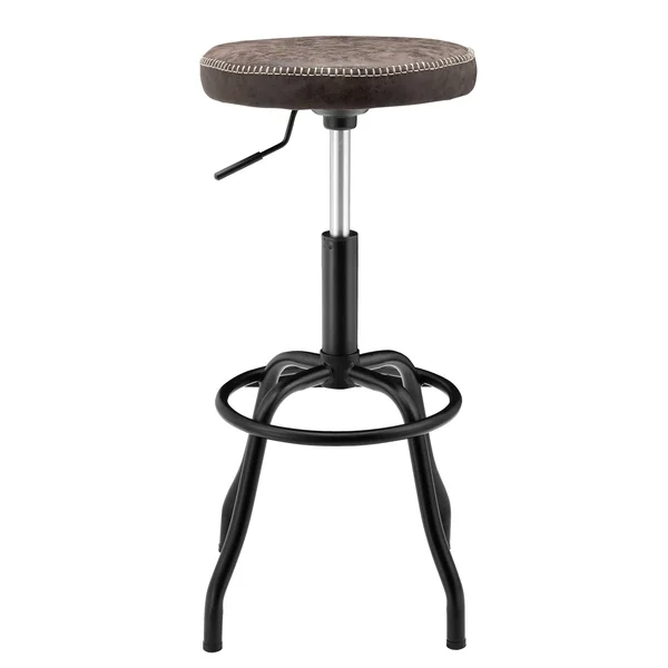 New Pacific Direct Eaton PU Leather Gaslift Backless Swivel Bar Stool - Vintage Coffee Brown