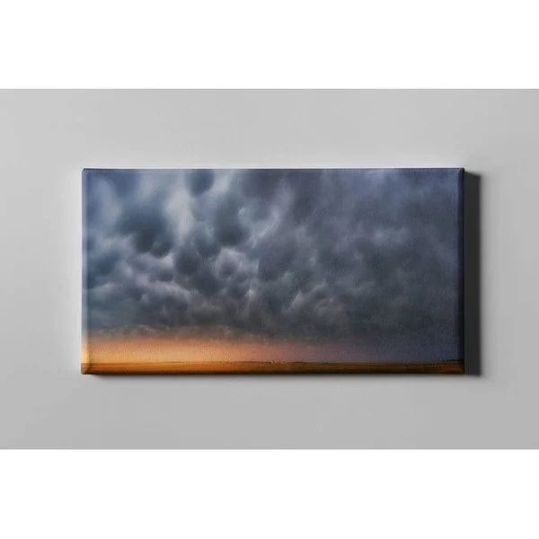 Epic Graffiti Mammatus Over Madrid by Darren White - Giclee Canvas Wall Art 20 inch x 40 inch, Size: 20 x 40, Gray