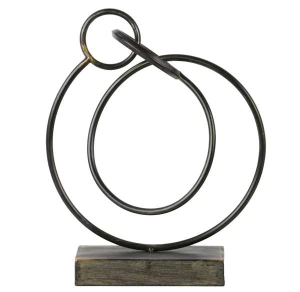 Metal Abstract Sculpture with Rectangular Base, Set of Two, Gray