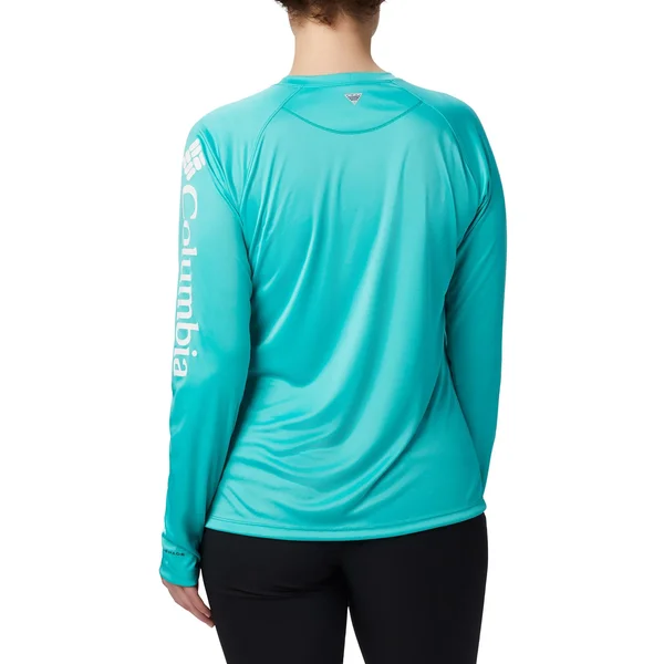Columbia Women's PFG Tidal Tee II Long-Sleeve Shirt in Dolphin - White Size 2x