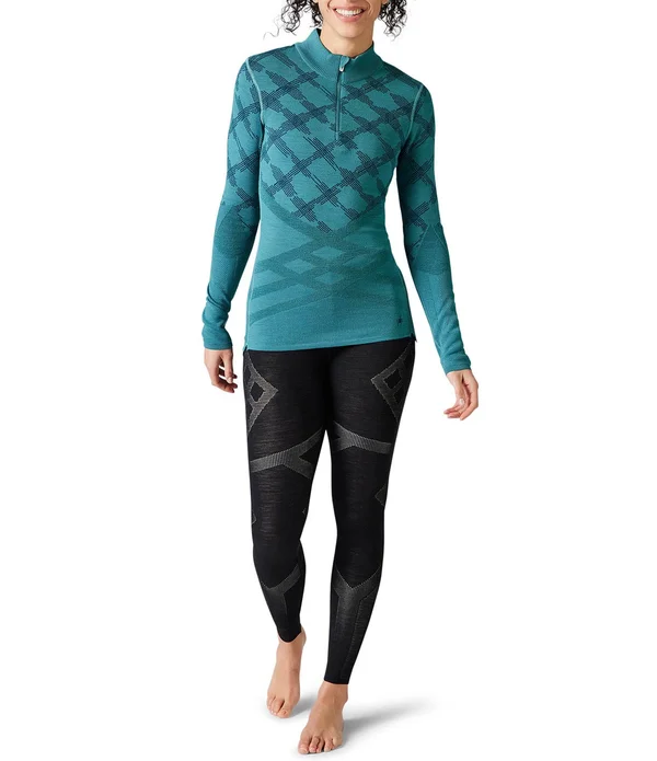 Smartwool Intraknit Merino 200 Pattern 1/4 Zip - Women's Blue Spruce Ski Tracks - Xs
