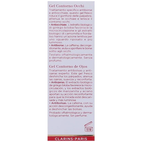 Clarins New Eye Contour Gel for Unisex, 0.7 Ounce