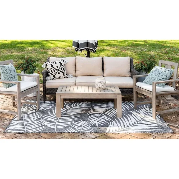 Unique Loom Outdoor Palm Rug (4& 0 x 6& 0 - Green)
