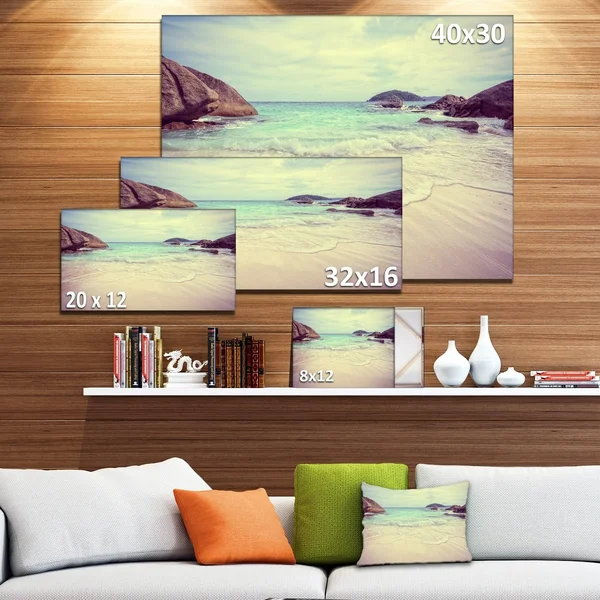 Design Art Vintage Style Seashore Thailand Photographic Print on Wrapped Canvas - White