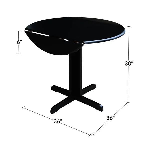 International Concepts 36x22 Dual Drop Leaf Table with 2 San Remo Chairs, Black