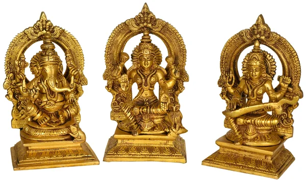 Exotic India Lakshmi Ganesha Saraswati - Brass Statue