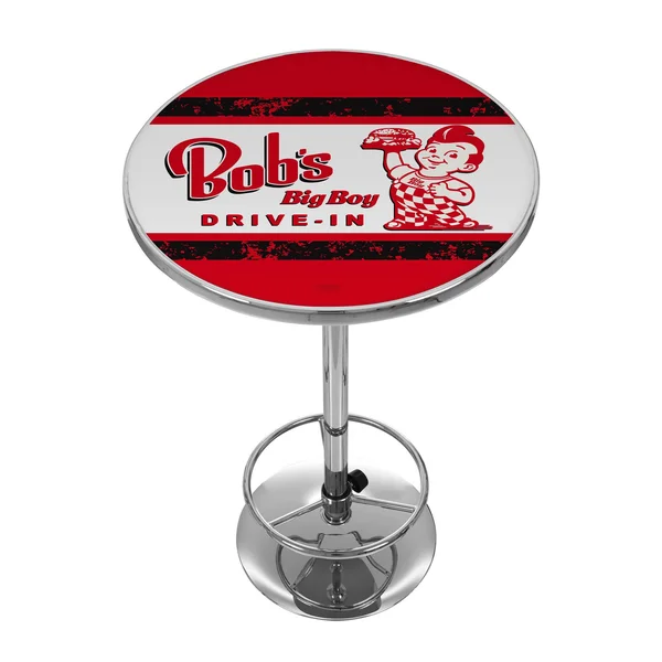 Bobs Big Burger Checkered Chrome Pub Table