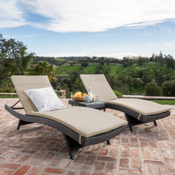 Rio Vista 3 Piece Chaise Lounge Set with Cushions - Green