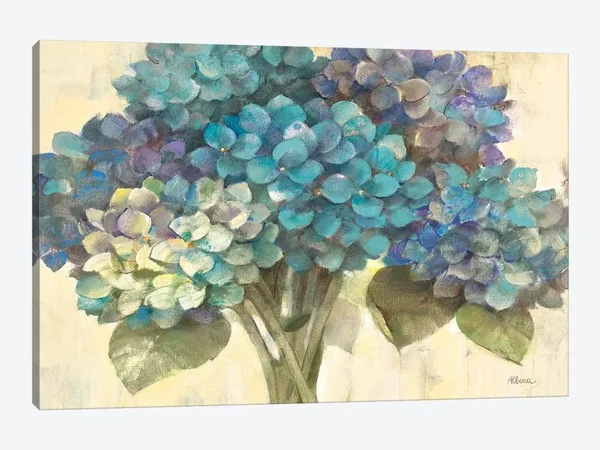 iCanvas Turquoise Hydrangea Art by Albena Hristova Canvas Art Wall Decor