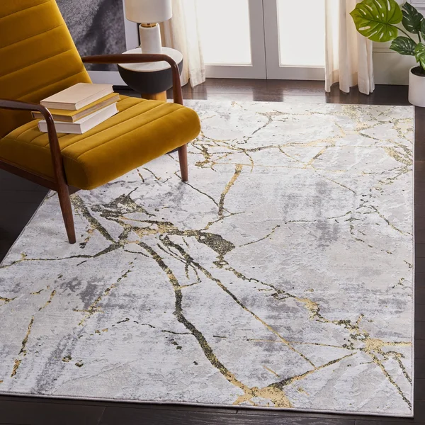 Safavieh Amelia Rug Collection ALA293G - Grey - Gold - 4&-5x22 x 6&-5x22