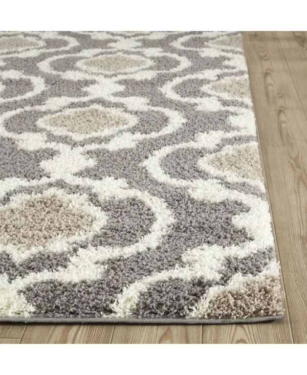 Cozy Moroccan Trellis Gray/Cream 5&3x22 x 7&3x22 Indoor Shag Area Rug