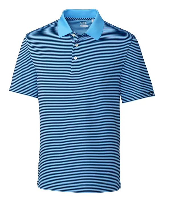 Cutter & Buck DryTec Trevor Stripe Polo - Big & Tall, Men's, Size: 1XB, Atlas/Navy Blue