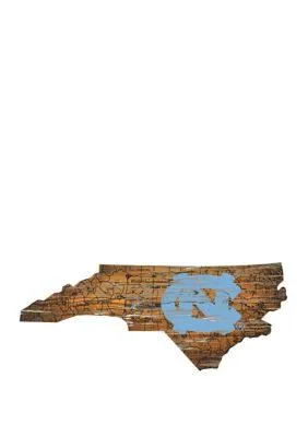 North Carolina Tar Heels Distressed Logo State Sign