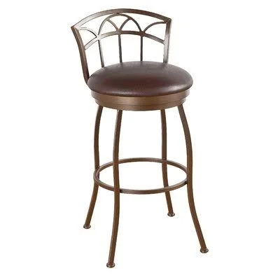 Huges Swivel Bar & Counter Stool Red Barrel Studio Color: Flintrock Gray - Upholstery: Victoria Dark Brown, Seat Height: Bar