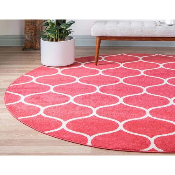Unique Loom Rounded Trellis Frieze Rug - 8& 0 x 8& 0 - Round
