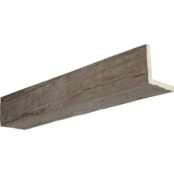 Ekena Millwork BMRW2C0080X120X120HD 8x22W x 12x22H x 10&L 2-Sided (L-beam) Riverwood Endurathane Faux Wood Ceiling Beam, Natural