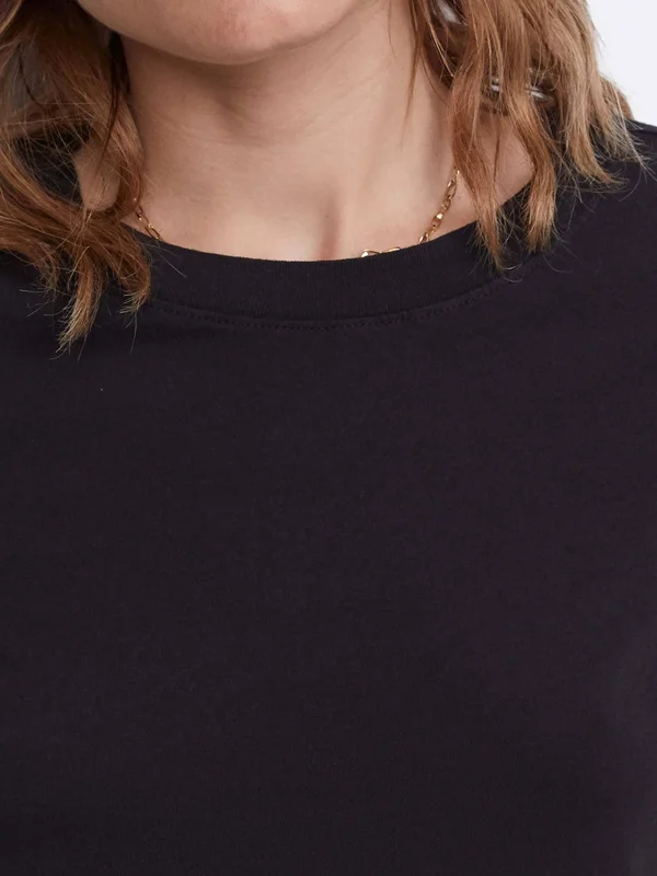 Organic Cotton Long Sleeve Crop Tee Jet Black, M