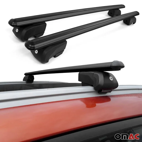 OMAC Automotive Exterior Accessories Roof Rack Crossbars, Aluminum Black Roof Top Cargo Racks, Luggage Ski Kayak Bike Carriers