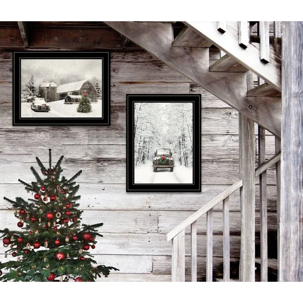 Antique Christmas 2-Piece Vignette by Lori Deiter, Black Frame