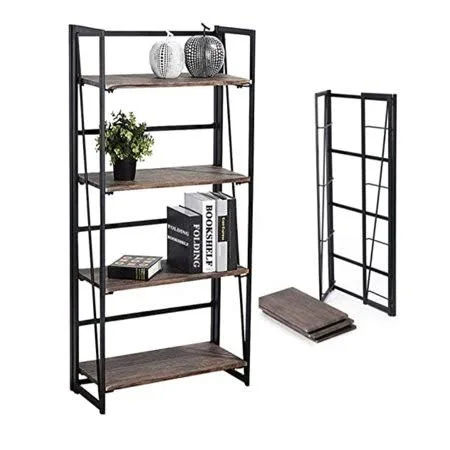 23.6x11.8x49.4in Folding Storage Shelving, 4-Tier Foldable Bakers Rack Storage Shelves, Wire Rack Garage Shelves, Kitchen Living