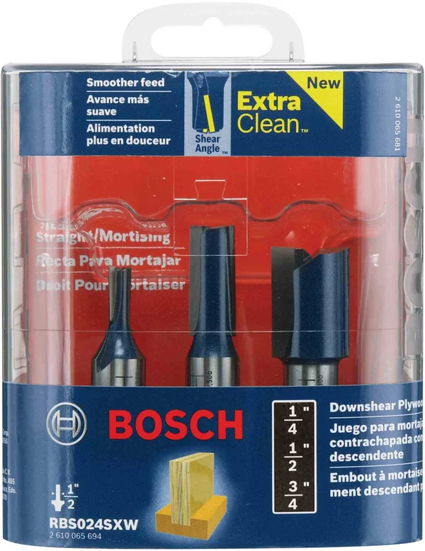 Bosch 3-Piece Carbide Tipped Downshear Plywood Set Shank RBS024SXW