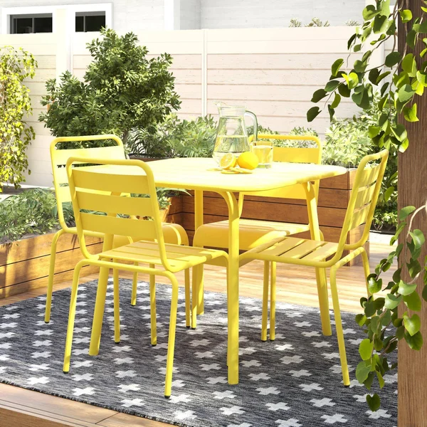 Novogratz Poolside Gossip - June Stacking Dining Chairs, 4 Pack, Yellow