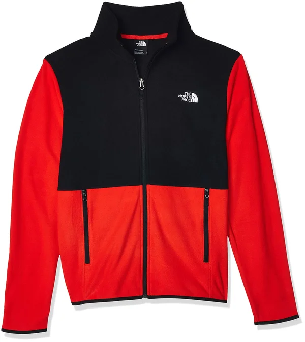 The North Face Men's TKA Glacier Full Zip Jacket Fiery Red/TNF Black - XXL