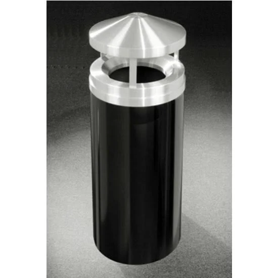 Glaro H2001DS-SA Canopy Top Satin Aluminum Cover Waste Receptacle - 33 gal, 20x22 Dia x 42x22 H, Desert Stone