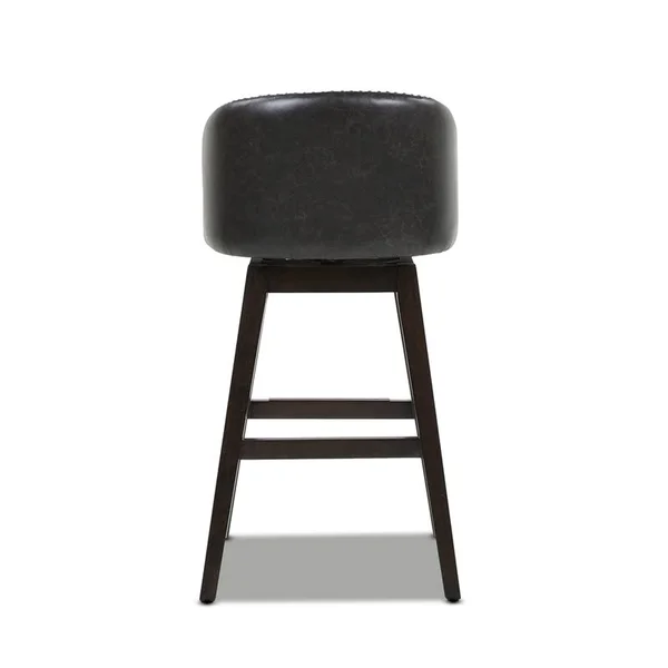 Jennifer Taylor Home Davidson 30x22 Faux Leather Swivel Low Back Bar Stool in Vintage Black