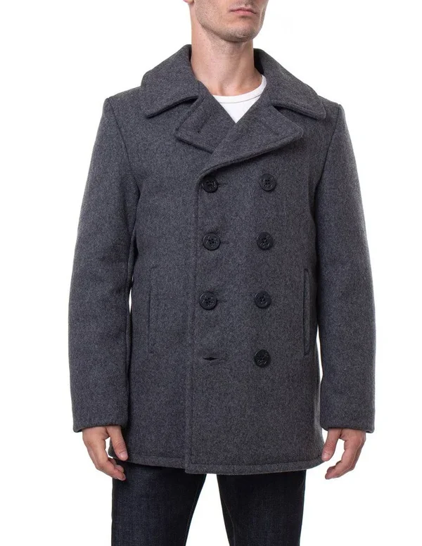Schott NYC 740 The Original Navy Pea Coat Men's - Oxford Grey Size 32