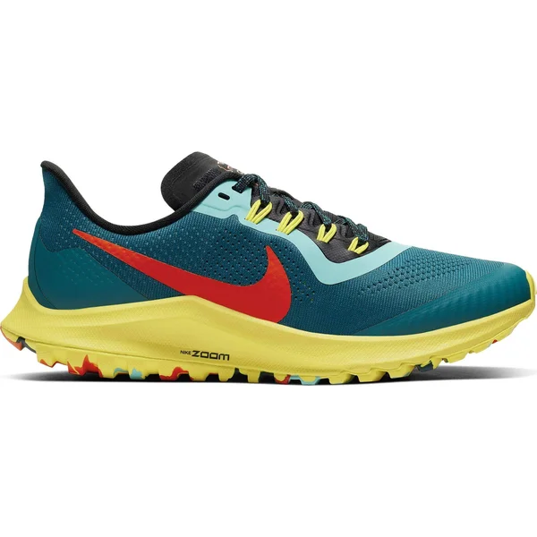 Women's Nike Air Zoom Pegasus 36 Trail Running Shoe - Color: Geode Teal/Bright Crimson (Regular Width) - Size: 8.5